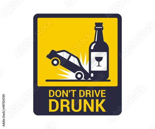 accident drunk driver. poster driving intoxicated. flat vector illustration.