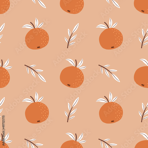 Orange colorful seamless pattern. Vector orange pattern. Citrus fruit background. Perfect for textile manufacturing wallpaper posters etc. Vector illustration. 