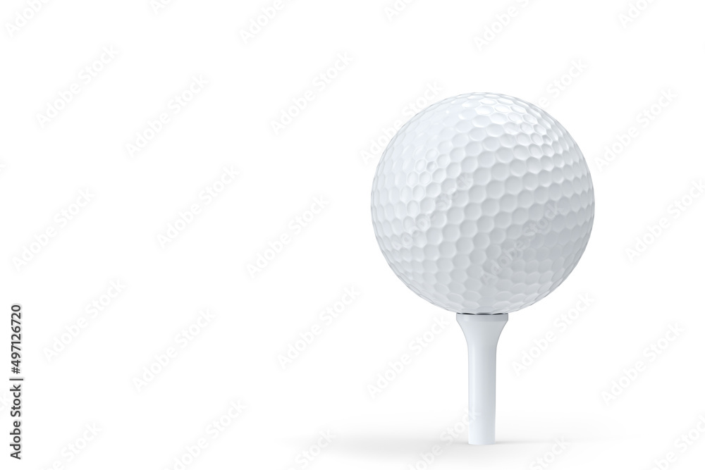 Golf ball on tee isolated on white background Golf ball on tee isolated on white background