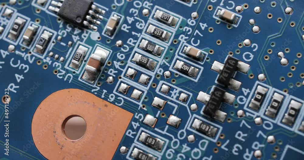 Composants électroniques en gros plan macro