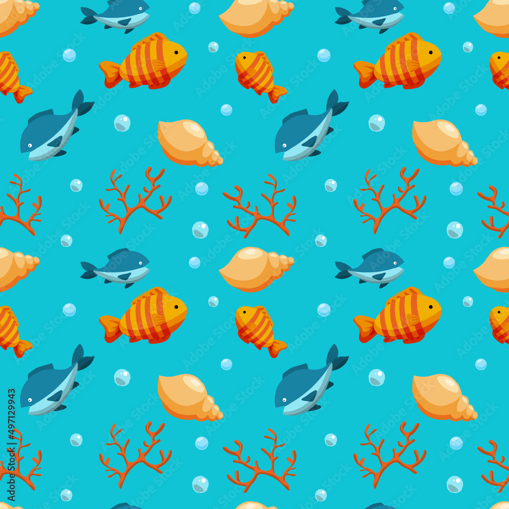 Hand drawn world oceans day seamless pattern. Hand drawn world oceans day seamless pattern.