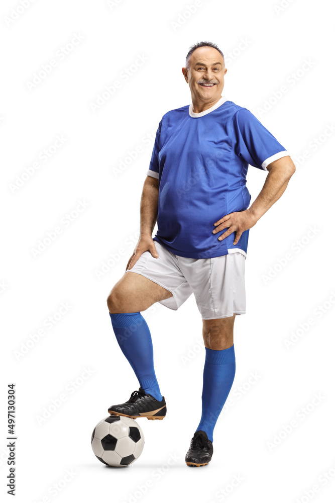 Full length portrait of a mature man in a football jersey Full length portrait of a mature man in a football jersey