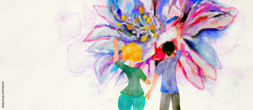 Fototapeta premium Color Your World. Watercolor spring concept.