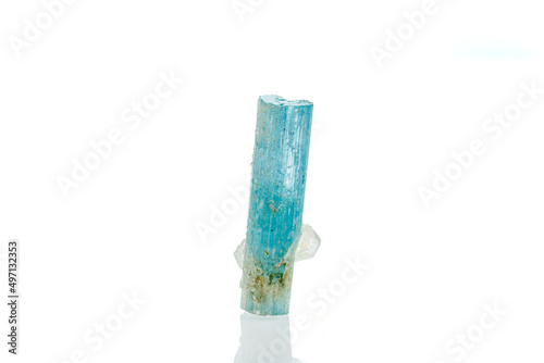 macro mineral stone aquamarine on a white background