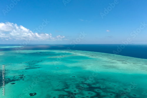Drone of view of Sulu sea Semporna Sabah Borneo Tun Sakaran Marine park