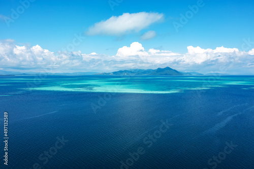 Drone of view of Sulu sea Semporna Sabah Borneo Tun Sakaran Marine park