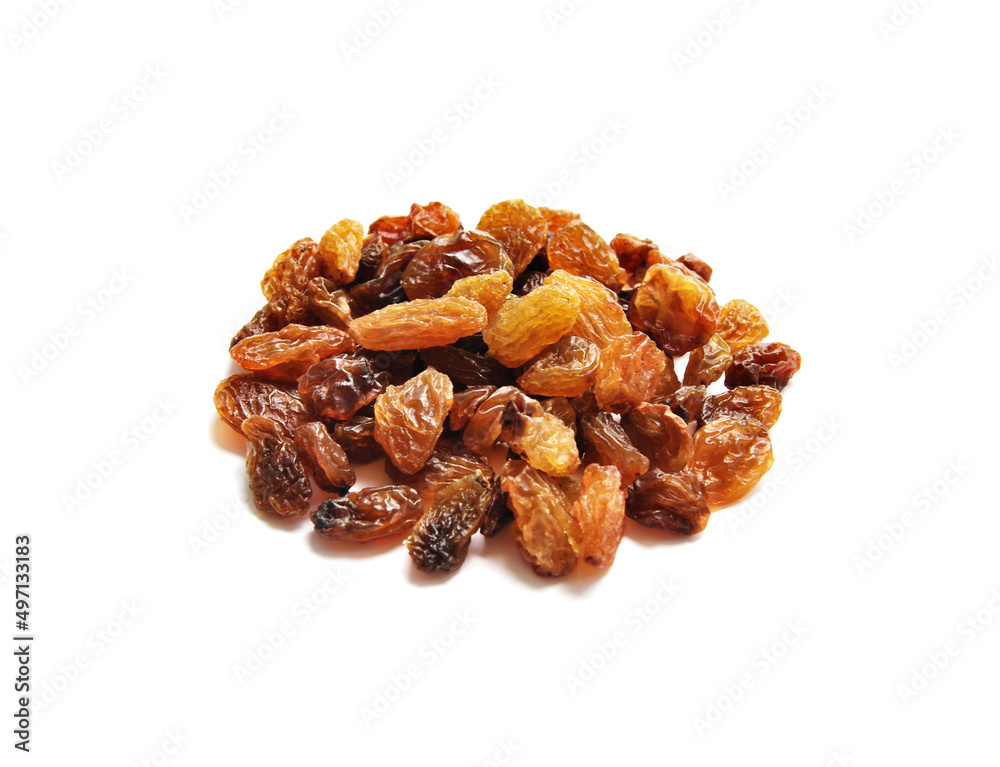 A handful of raisins isolated on white background, dry munakka isolated A handful of raisins isolated on white background, dry munakka isolated