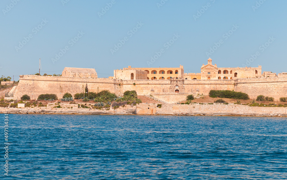 Fort Manoel, Manoel Island, Malta. Summer coastal landscape
