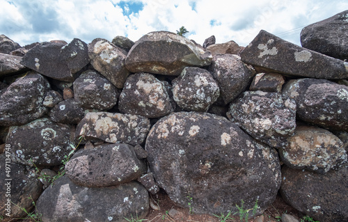 ancient stone wall and sky