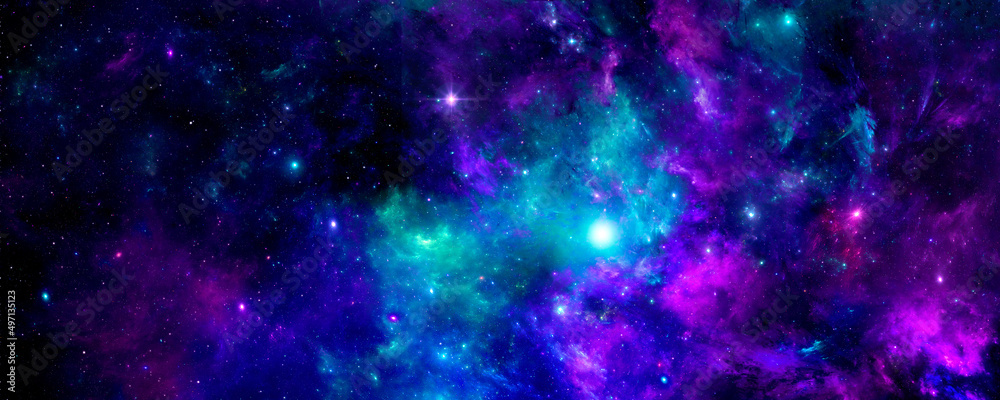 Abstract scientific background with nebulae and stars in space