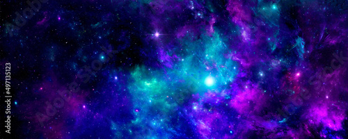 Abstract scientific background with nebulae and stars in space