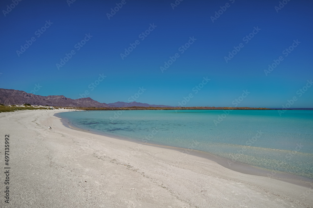 White Sandy Beach with Crystal Clear Turquoise Sea Water