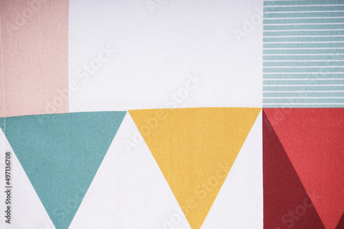 Close-up of kitchen colour towel or napkin over. Top view, space for text.