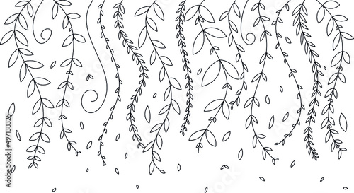 vector branches with leaves going down like creepers