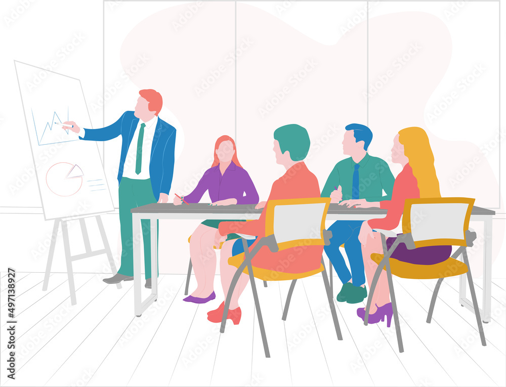 Office worker Business Meeting Flat Design