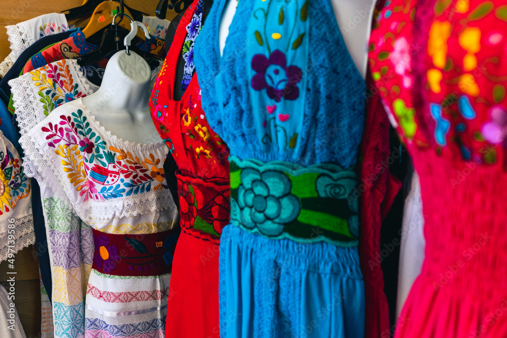 Traditional Mexican Dresses on the Local Market.