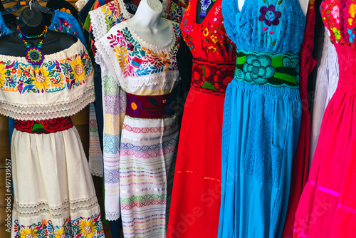 Traditional Mexican Dresses on the Local Market.
