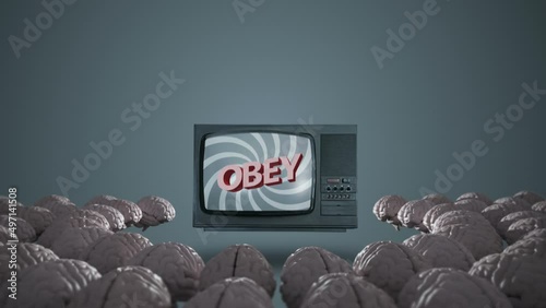 Concept of propaganda and brainwashing in mass media. photo