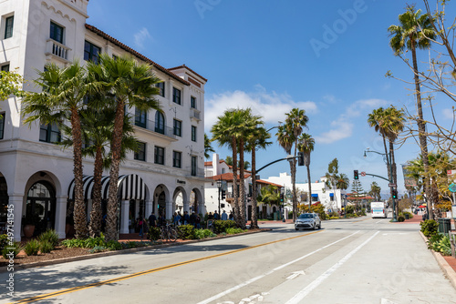 Traditional colonial architecture in Santa Barbara  California. USA. Popular tourist destination. 