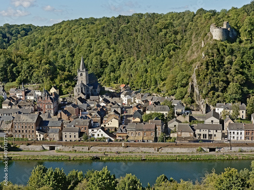 Cosy old village with cathlic church of Bouvignes sur Meuse, Namur, Wallonia, Belgium  photo