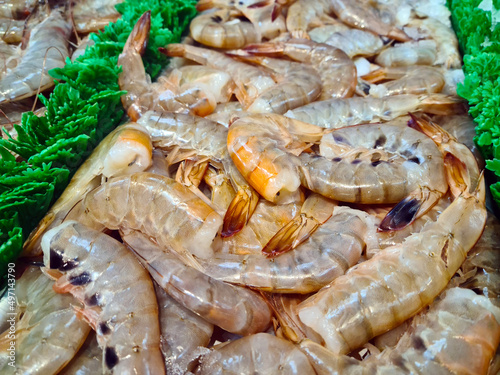 Raw shrimp at the fish