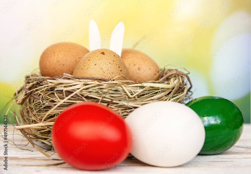 Easter eggs as the color of the Italian, Hungarian, Bulgarian flag red, white, green. Happy Easter holiday card for Italy, Bulgaria, Hungary Easter eggs as the color of the Italian, Hungarian, Bulgarian flag red, white, green. Happy Easter holiday card for Italy, Bulgaria, Hungary