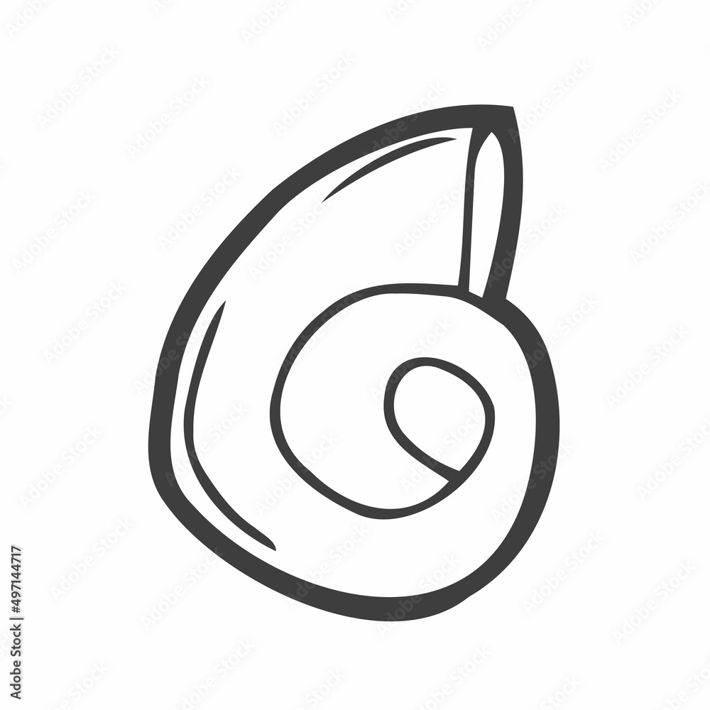 Sea shell on white background vector illustration. Doodle style. Design icon, print, logo, poster, symbol, decor, textile, paper, card. Sea shell on white background vector illustration. Doodle style. Design icon, print, logo, poster, symbol, decor, textile, paper, card.