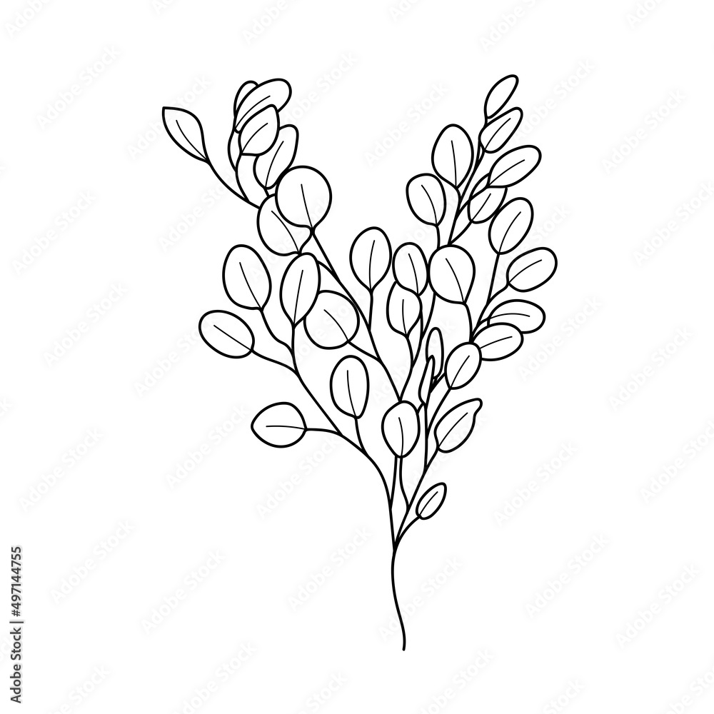 Branch line drawn on white background, doodle, vector illustration Branch line drawn on white background, doodle, vector illustration