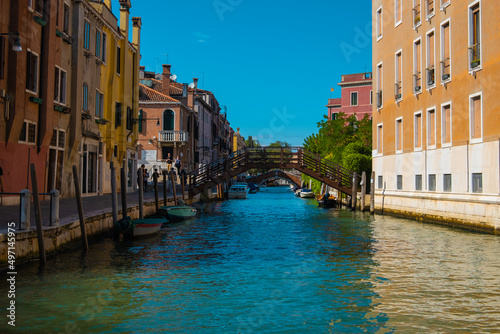 VENICE  ITALY - August 27  2021  View of empty and calm canals of Venice  Italy.