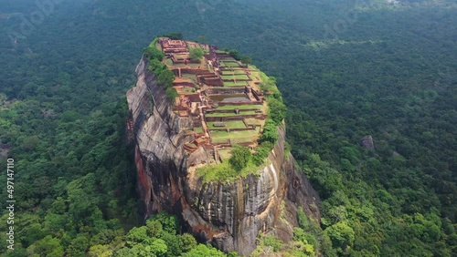 Aerial view of Sigiriya Lion's Rock, a rock fortress located in the northern Matale District, Dambulla, Sri Lanka photo