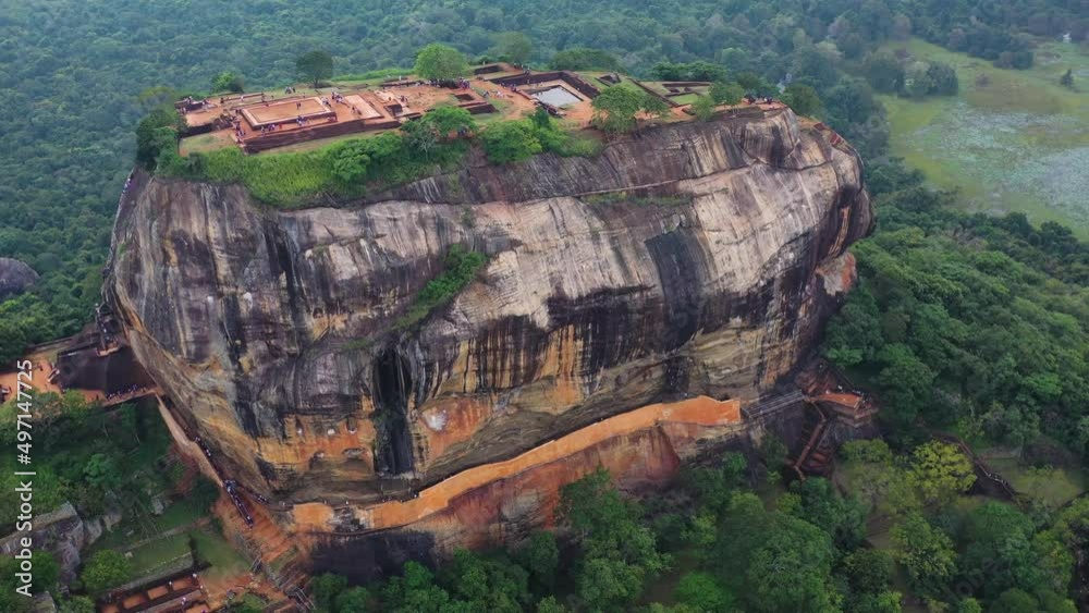 Aerial view of Sigiriya Lion's Rock, a rock fortress located in the northern Matale District, Dambulla, Sri Lanka Aerial view of Sigiriya Lion's Rock, a rock fortress located in the northern Matale District, Dambulla, Sri Lanka
