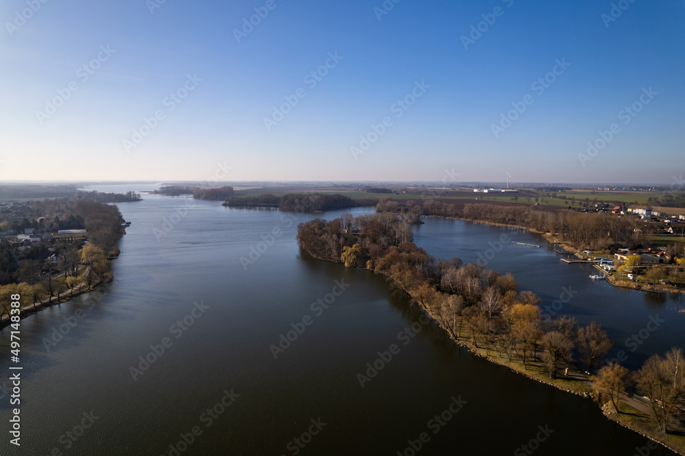 Kruszwica Panorama miasta z lotu ptaka - Krajobraz - jezioro gopło