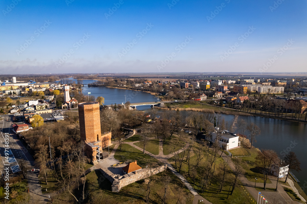 Kruszwica Panorama miasta z lotu ptaka - Krajobraz - jezioro gopło