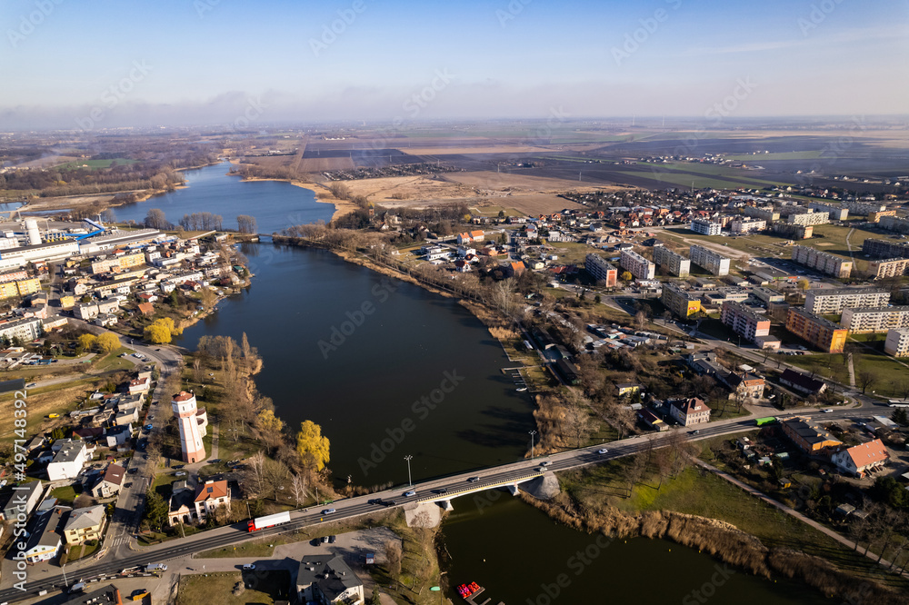Kruszwica Panorama miasta z lotu ptaka - Krajobraz - jezioro gopło