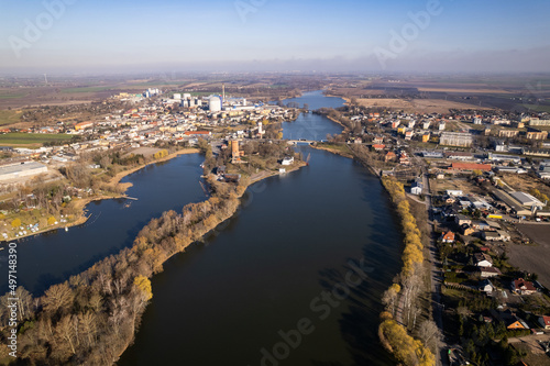 Kruszwica Panorama miasta z lotu ptaka - Krajobraz - jezioro gopło