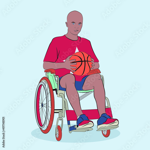 Young sportsman resting on a chair doing exercises.