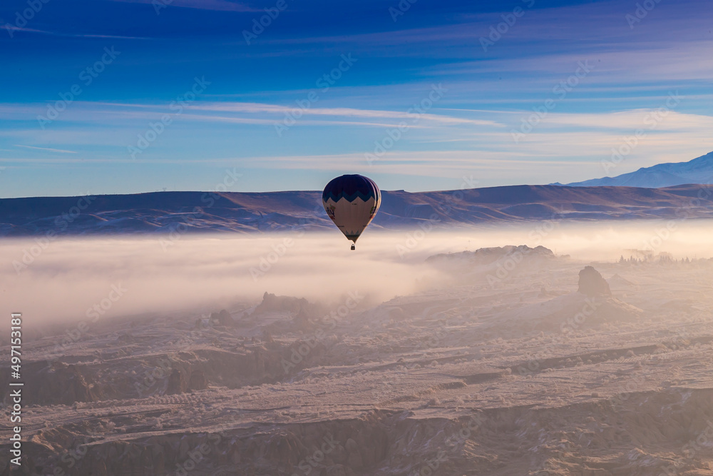 Fototapeta premium Hot air ballons flying over Cappadocia National Park Goreme Turkey