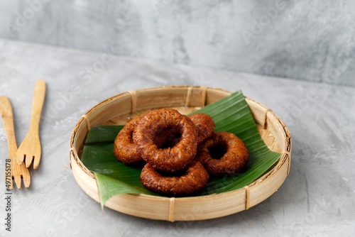 Kue Cincin or Ali Agrem, Traditional Indonesian Snack from West Java, Indonesia. Usually served with Tea photo