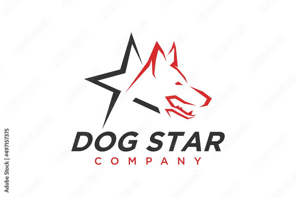 Star White Dog Wolf Fox Hound Head logo design vector Star White Dog Wolf Fox Hound Head logo design vector