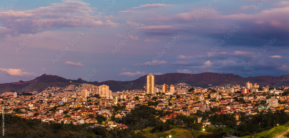 High quality image of Belo Horizonte City during the sunset seen from  Pampulha region. Serra do Curral on background. Minas Gerais, Brazil.  Photos | Adobe Stock