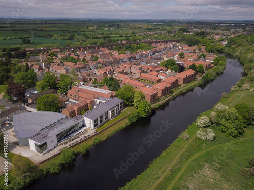 aerial view of the River Tees at Yarm in North Yorkshire photo