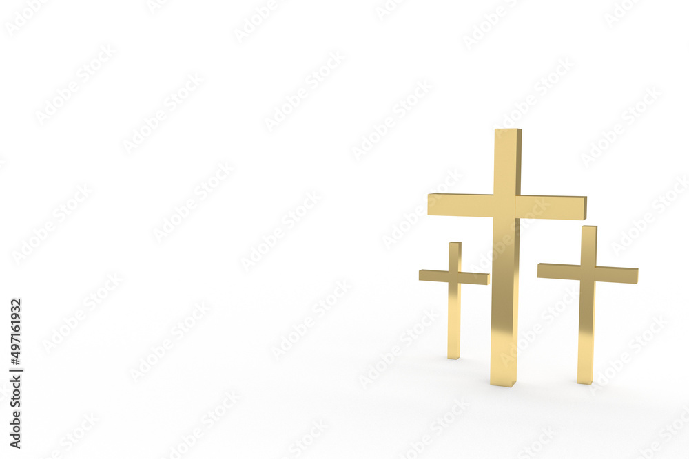 3D Golden Cross with Copy space. Christian backdrop. Biblical faith, gospel, salvation concept. 3D Golden Cross with Copy space. Christian backdrop. Biblical faith, gospel, salvation concept.