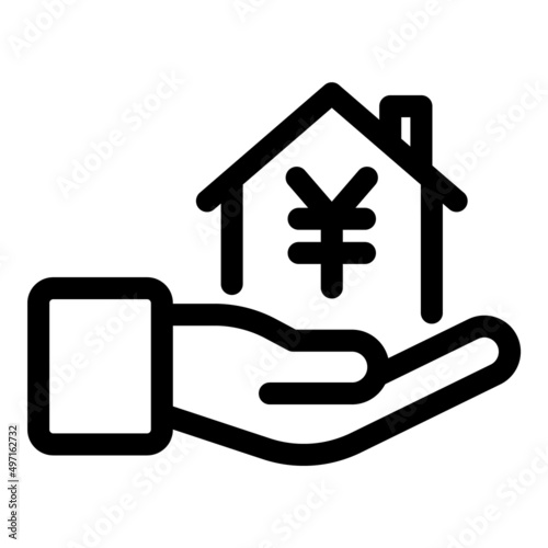 Home Rent Sale Yen Flat Icon Isolated On White Background