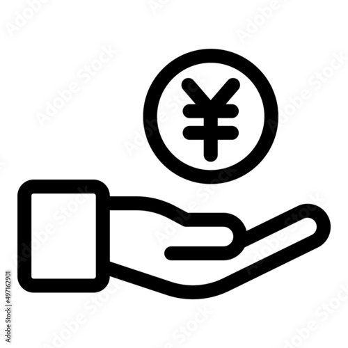 Money Yen Earn  Flat Icon Isolated On White Background