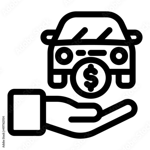 Car Rent Dollar Flat Icon Isolated On White Background