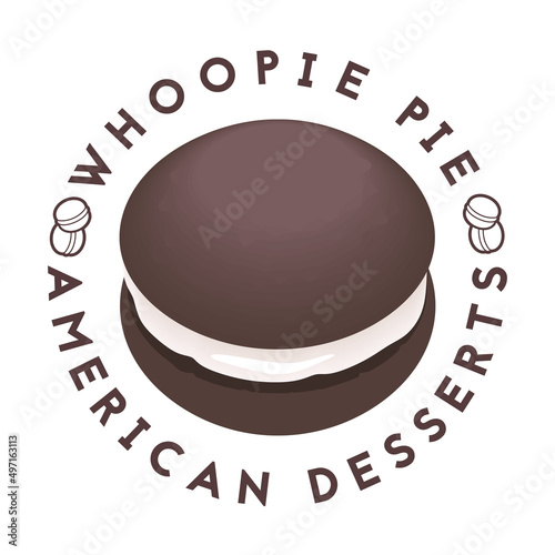 Whoopie pie traditional American dessert. Colorful illustration on white background.