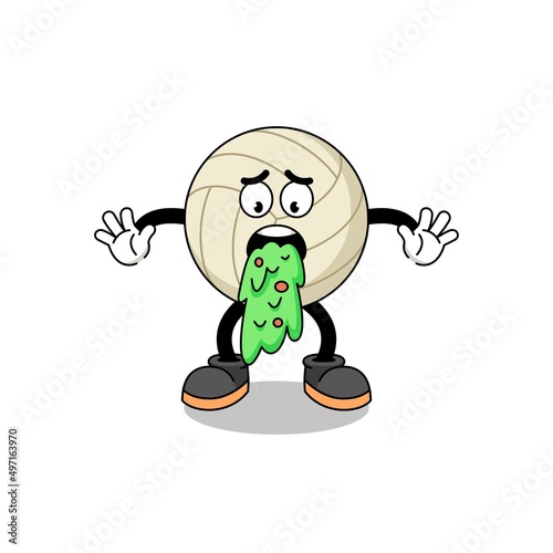 volleyball mascot cartoon vomiting