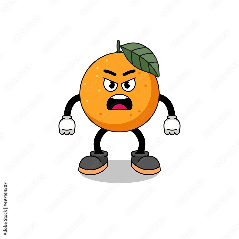orange fruit cartoon illustration with angry expression orange fruit cartoon illustration with angry expression