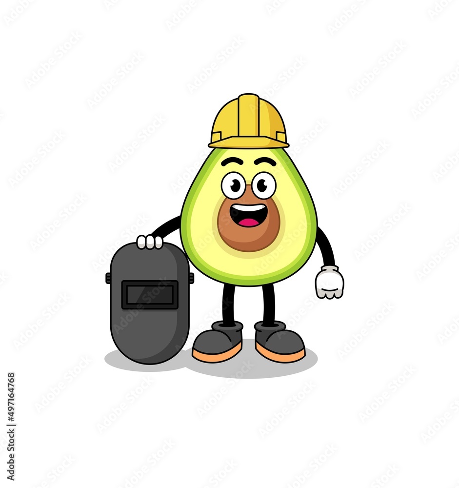 Mascot of avocado as a welder Mascot of avocado as a welder