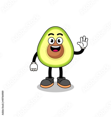 avocado cartoon doing wave hand gesture